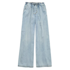 Daydream Denim Drawstring Pull‑On Wide‑Leg Pants Trousers