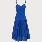 Sweetheart Neck Embroidery Tiered Spaghetti‑Strap Midi Dress