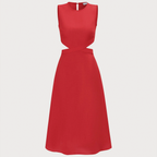 Round‑Neck Sleeveless Side Cut‑Out Tie‑Back Midi Dress