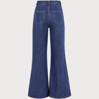 Blue Low‑Waist Solid Stonewashed Wide‑Leg Jeans Trousers