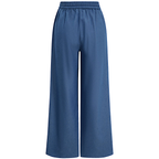 Striped Patchwork Drawstring Wide‑Leg Twill Trousers